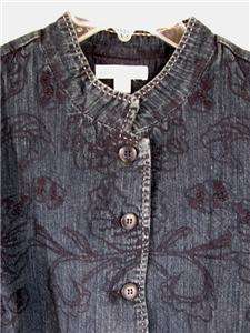 Coldwater Creek Embroidered Denim Longer Length Jacket  