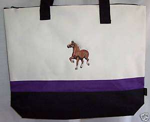 Belgian Draft Horse Purple Tote Bag equestrian harness  