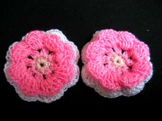 20 Crocheted Flowers Colorful Appliques Trim Craft Handmade crochet 2 