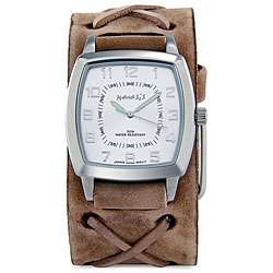 Nemesis Mens Signature Brown Leather Cuff Watch  