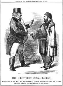 Punch cartoon commenting on the 1867 visit of the Sultan to Britain.