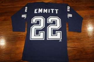 XS * vtg 90s EMMITT SMITH Dallas Cowboys v neck t shirt * jersey style 