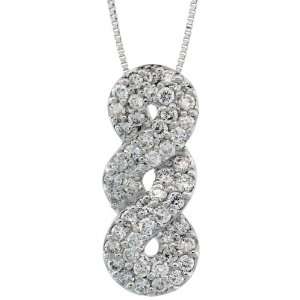 14k White Gold 18 in. Box Chain & 13/16 in (21mm) tall Braided Loop 