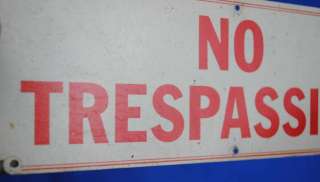 Vintage Old Art Deco Tin No Trespassing Advertising Sign Notice NOS 
