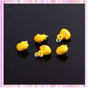  Lovely Yellow Duck Shape Metal Ornament Accessories 5 Pcs 