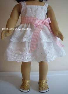 Doll Clothes fits American Girl Eyelet Lace Sun Dress W/ Tiers EASTER 
