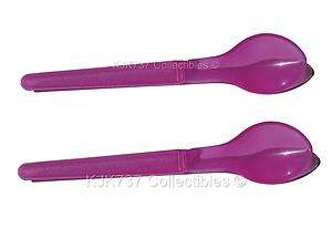 TUPPERWARE HANG ON SPOONS BABY/TODDLER FUCHSIA PINK~  