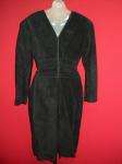 LORD & TAYLOR Black Sueded Soft 100% Leather Vintage 60s Wiggle Dress 