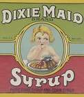 Dixie Maid Syrup Can Label Roddenbery Cairo,Georgia