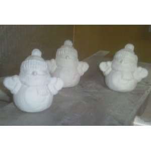    3 Snuggle up Snowmen Ceramic Bisqur You Paint 