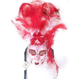  Red Volto Piuma Iride Venetian Masquerade Mask
