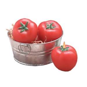   Trio of Tomato Candles in Tin Basket, Set of 6