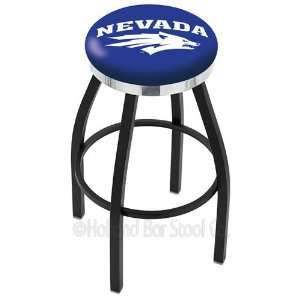 Nevada Wolf Pack Logo Black Wrinkle Swivel Bar Stool with Flat Chrome 