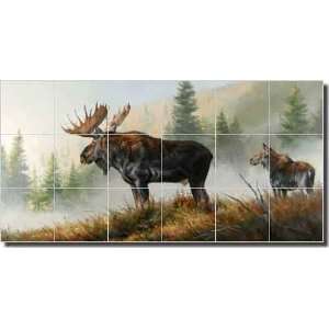  Moose Wildlife Ceramic Tile Mural 36 x 18 Kitchen Shower Backsplash