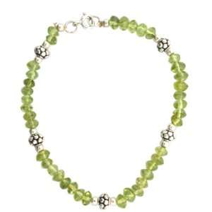  Sterling Silver 7 Inch Peridot Bracelet with Lobster Claw 