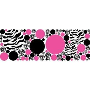  Zebra Print, Black and Hot Pink Dot Wall Stickers