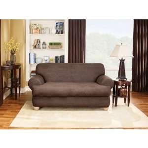    Brown Stretch Leather 2 piece T cushion Sofa Cover