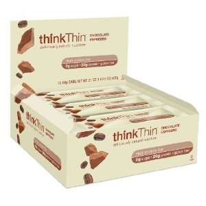 thinkThin Protein Bar, Chocolate Espresso, Gluten Free, 2.1 Ounce Bars 