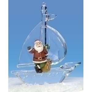   Crystal Santa Claus on Sailboat Christmas Ornament 