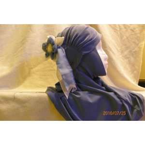   Fancy Party Headwear Turban Bonnet Hijab Blue Hat Set 