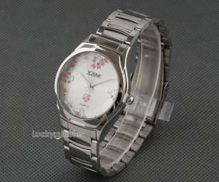 W295 Lady Elegant White Face Flowers Quartz Wrist Watch  