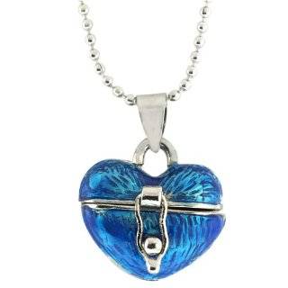 Stunning Blue Heart Shape Locket Pendant With 28 Inch Chain