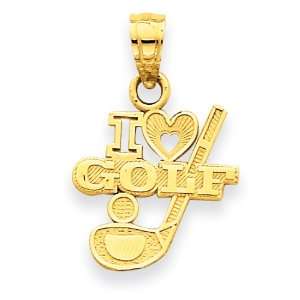  14k I (Heart) Golf, Club with Ball Pendant Jewelry