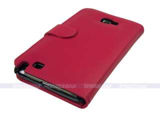 Dark Pink Leather Case Cover for Samsung Galaxy Note with Inner Card 