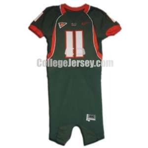  Green No. 11 Game Used Miami Nike Football Jersey Sports 