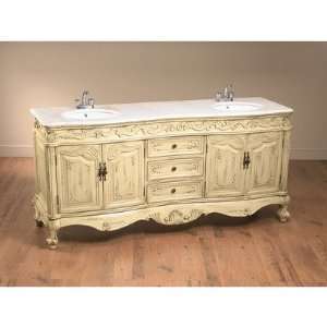  72.5 Double Vanity Sink in Distressed Antique Ivory