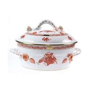 Herend Chinese Bouquet Rust Covered Vegetable Dish With Branch  