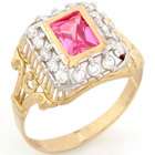 Jewelry Liquidation 10k Gold Rectangular Pink CZ October Birthstone 