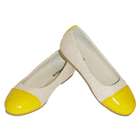 IM Link Ivory Yellow Patent Toe Flat Little Girls Dress Shoes 4