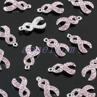   Pink Ribbon Breast Cancer AWARENESS Pendant Beads Charms 50PC  