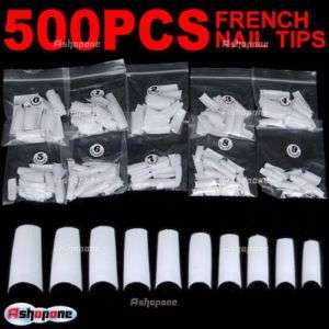 500 pcs Acrylic French Half False Nail Art Tips WHITE  