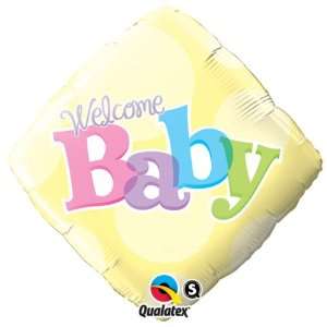  Welcome Baby with Yellow Dots   18 Foil Balloon 