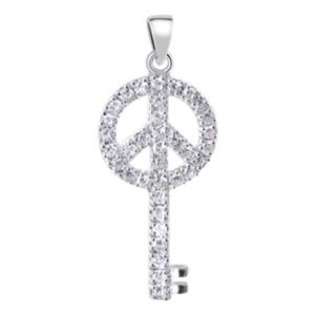  31 x 15mm sterling silver crystal peace key pendant 925 sterling 