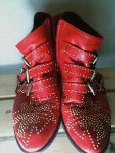 RARE Chloe SUSAN susans RED studded boots 37.5 / 38  