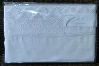   CRYSTAL LACE WHITE 500 TC 100% EGYPTIAN COTTON QUEEN FLAT SHEET NEW