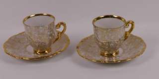   , Vintage Gilded Porcelain Demitasse Cups & Saucers, marked FOREIGN
