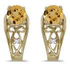 Allurez Round Citrine and Diamond Filigree Earrings 14k Yellow Gold (0 