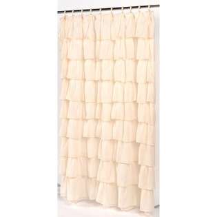   Carmen Crushed Voile Ruffled Tier Fabric Shower Curtain   Color Ivory