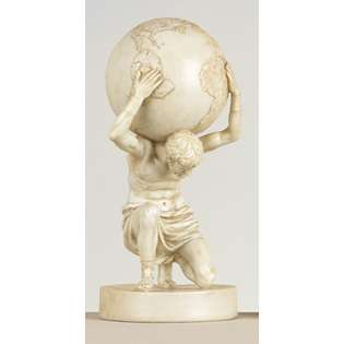 Benzara 75380 15 in. Tall White Globe Atlas Statue 