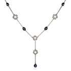 EvesAddiction Black Freshwater Pearl CZ Clover Drop Necklace 