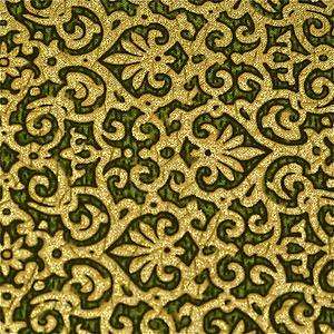 Makeower UK Cotton Fabric Elizabethan Brocade Metallic Gold, Olive 