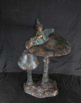 Bronze Pixie Fairy Garden Fountain Mushroom  