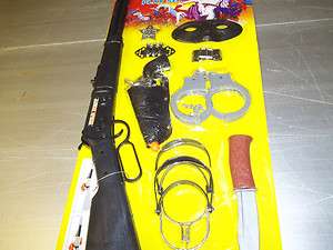   Wild West Rifle & Gun Play Set Handcuffs Sheriff Cowboys  