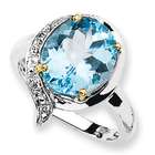 Jewelry Adviser rings Sterling Silver & 14K Sky Blue Topaz Diamond 