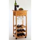 Winsome Wood Wine Cart with Glass Rack Drawer Holds 9 Bottles WD 34333 