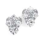 Image Bridal Glamorous Crystal Cluster Wedding Clip Earrings